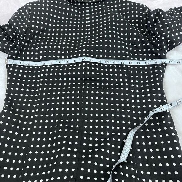 Tally Ho Outerwear Women's 10 Black And White Polka Dot Trench Coat 100%‎ Cotton - Picture 4 of 11